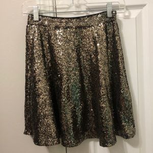 Gold Sequin Skater Skirt